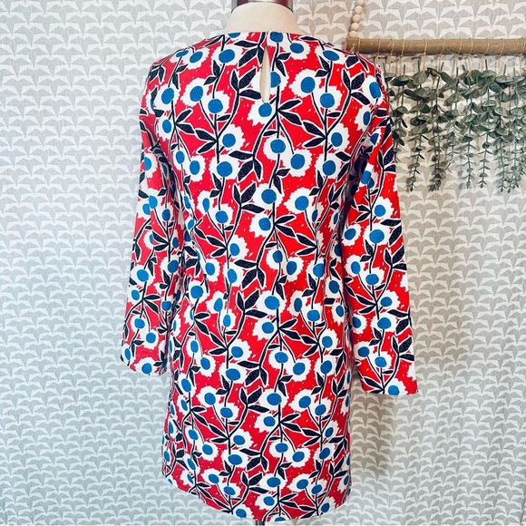 Compañia Fantastica Shift Dress 60’s Vibe Red Floral Long Sleeve Short Small - Picture 5 of 10